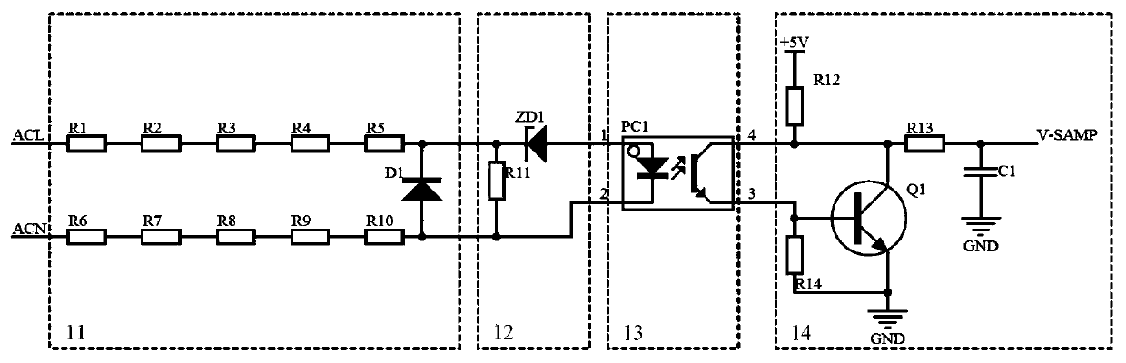 Isolated power grid voltage sampling device with temperature compensation and sampling method