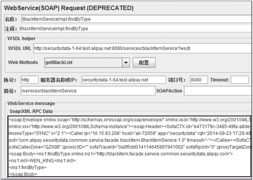 Web service pressure test method and device