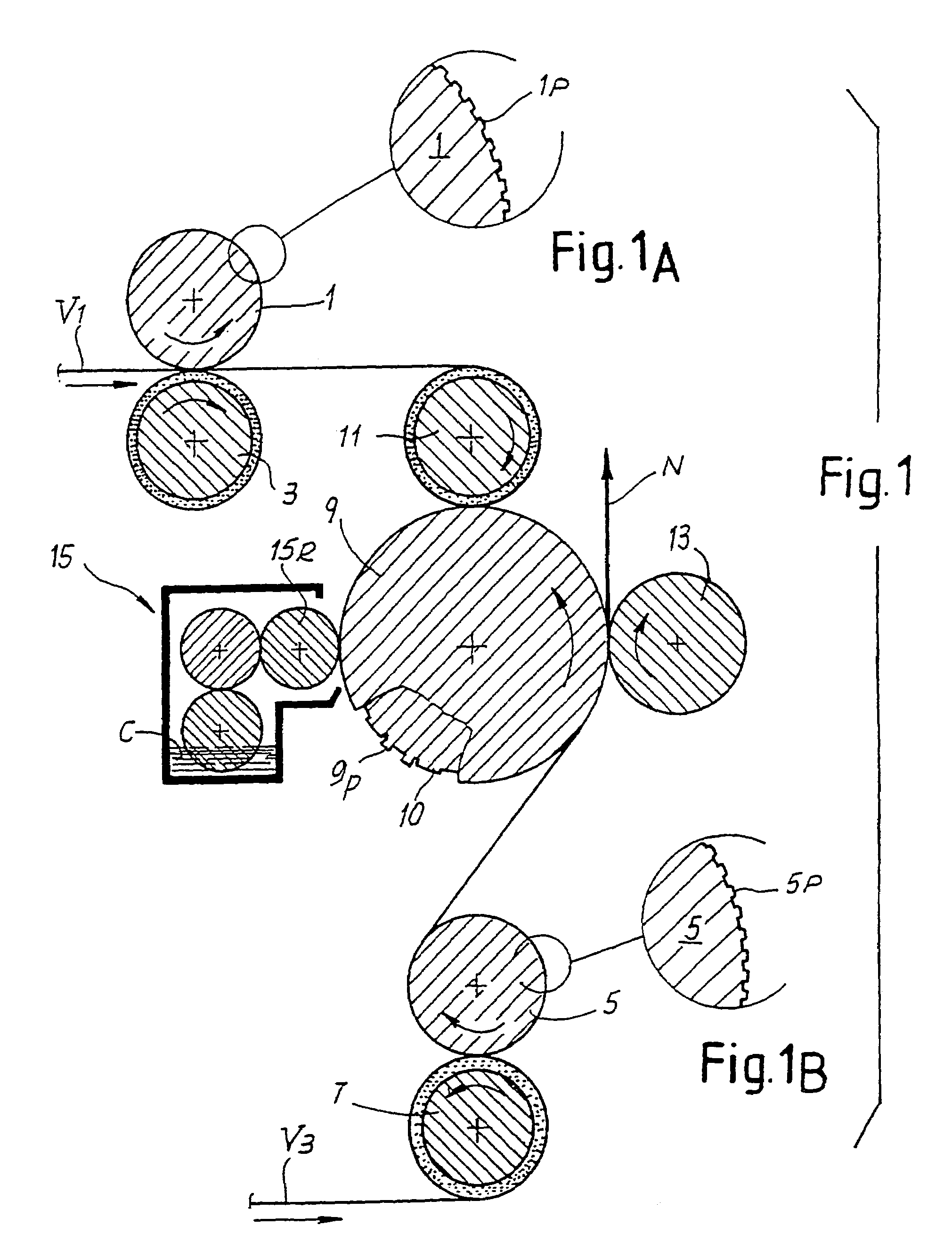 Method and device for producing an embossed web material and product obtained with said method