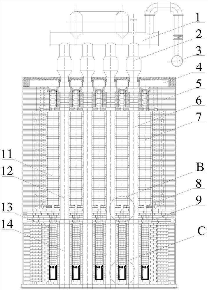 A vocs exhaust gas adsorbent desorption pyrolysis furnace