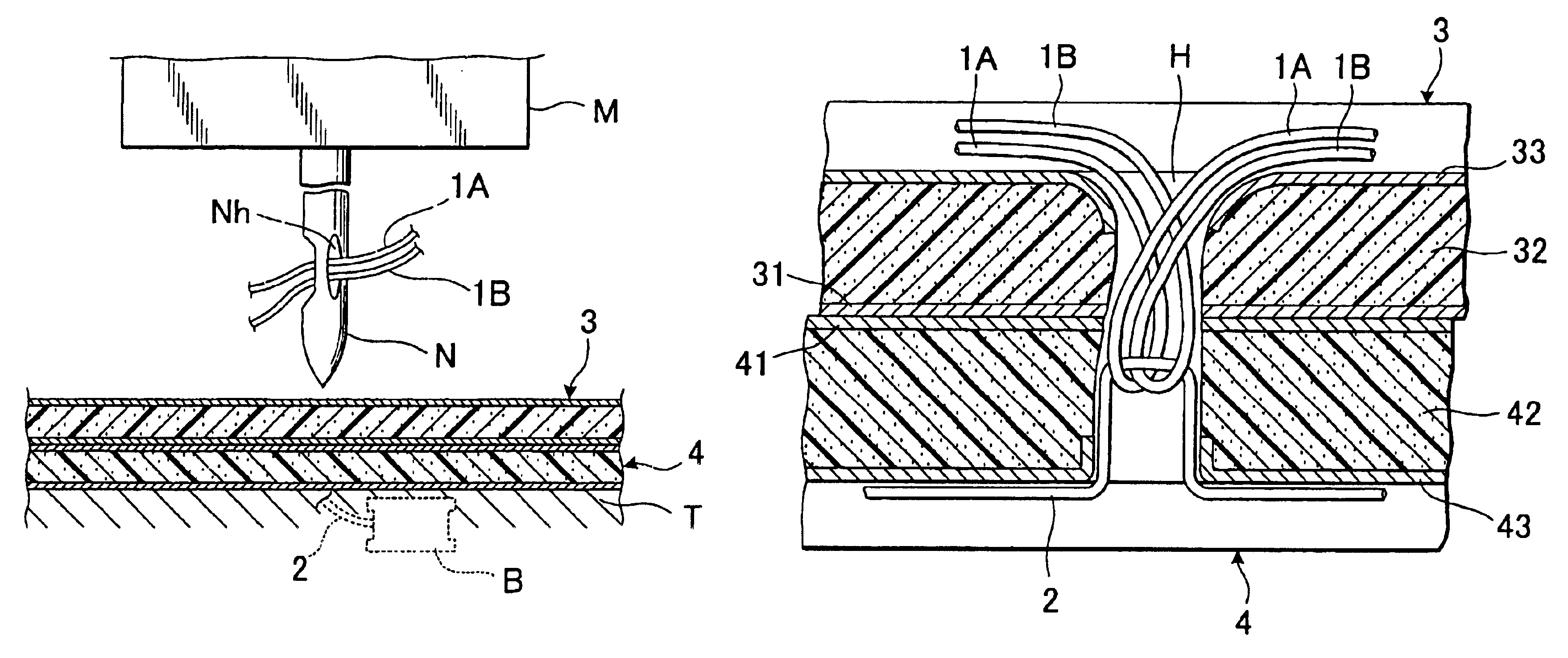 Method for sewing together covering elements adapted to undergo foaming process