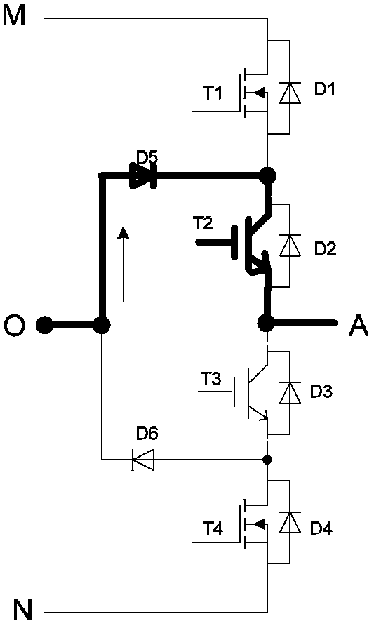 Single-phase half-bridge three-level inverter circuit and inverter