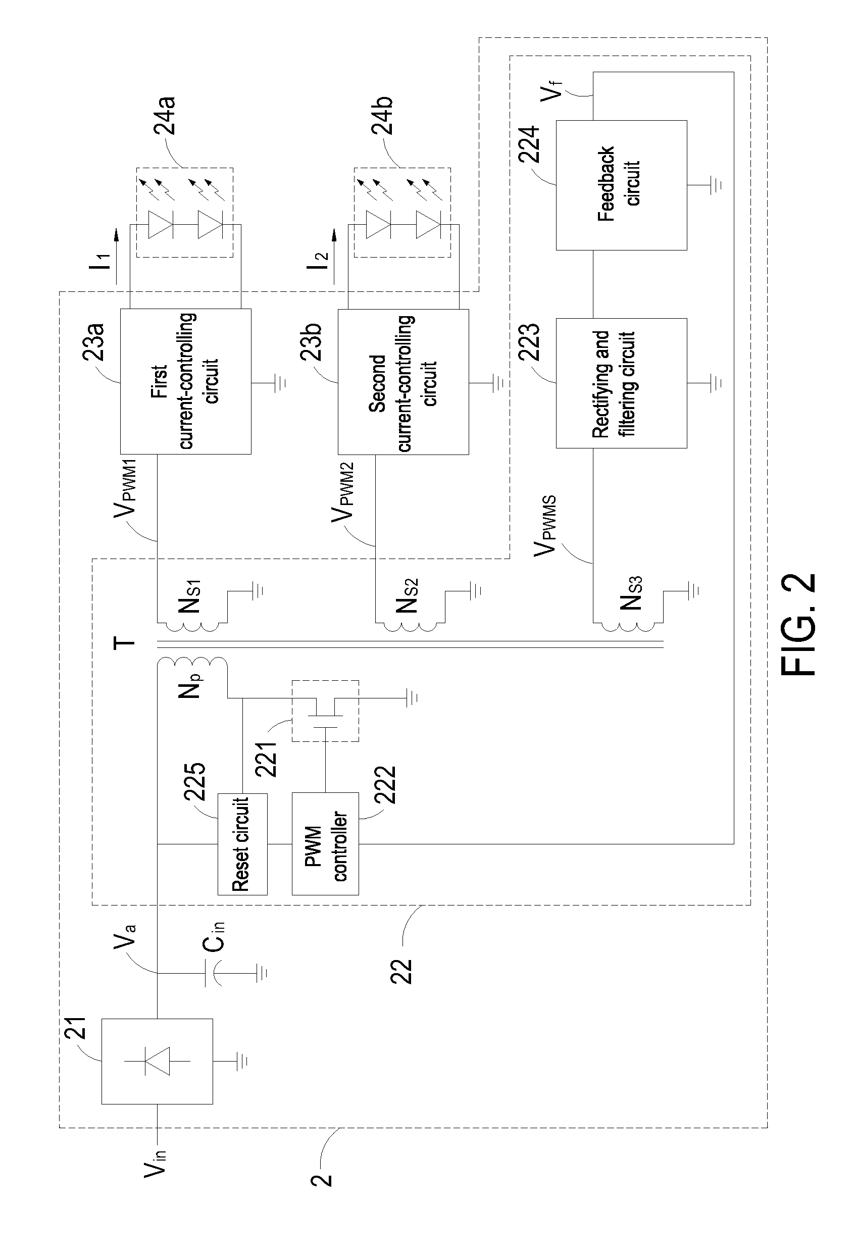 LED current-supplying circuit and LED current-controlling circuit