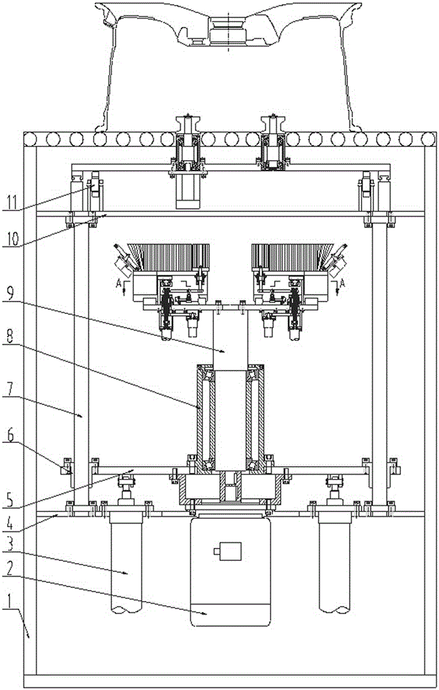 Size-adjustable online burr removing device for wheel