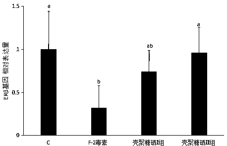 Application of chitosan-Se in inhibiting reduction of ERbeta gene expression of epithelial cells of porcine endometrium caused by F-2 toxins