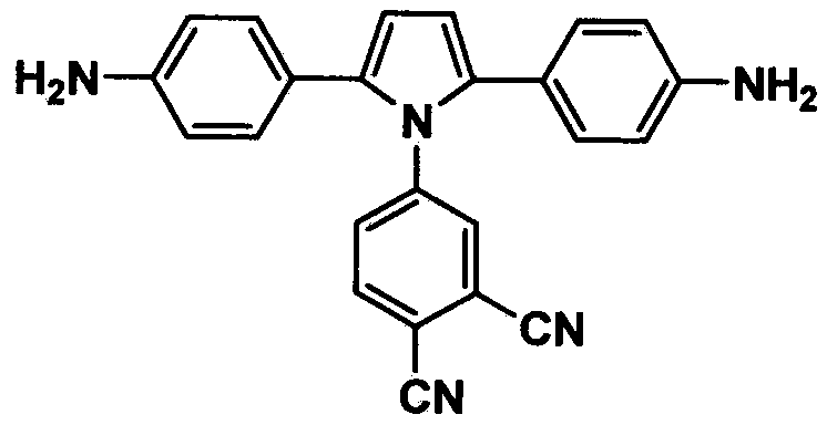 Pyrrole aromatic diamine containing phthalic nitrile structure as well as preparation method and application thereof