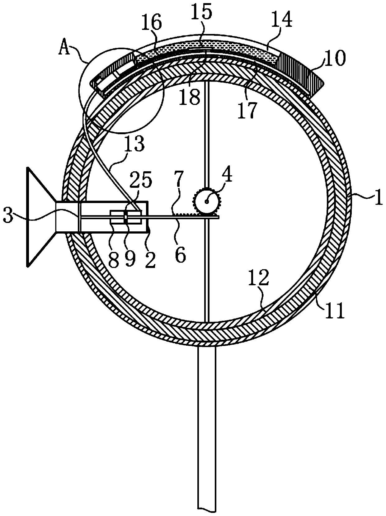 Self-dedusting road reflector based on sound wave vibration