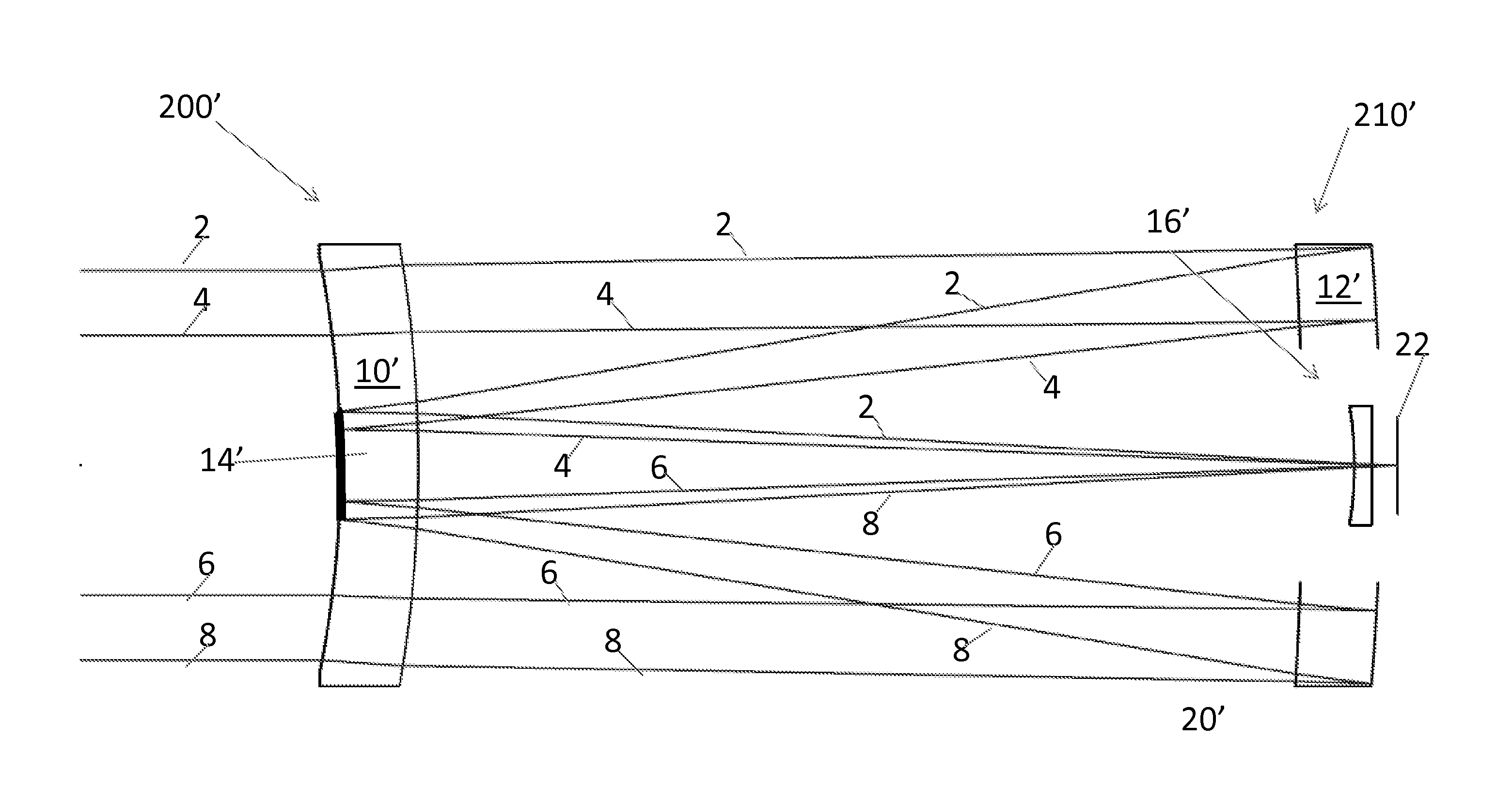 Telescope and telescope array for use in spacecraft