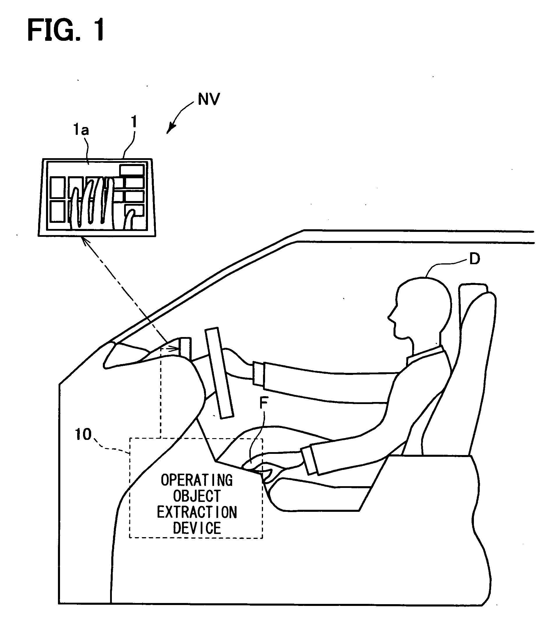 Apparatus for extracting operating object and apparatus for projecting operating hand