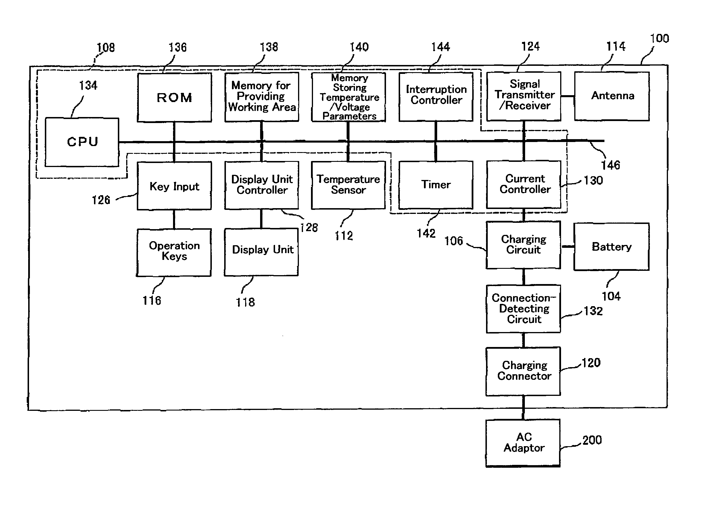 Mobile terminal with a temperature sensor and method of charging battery mounted in mobile terminal