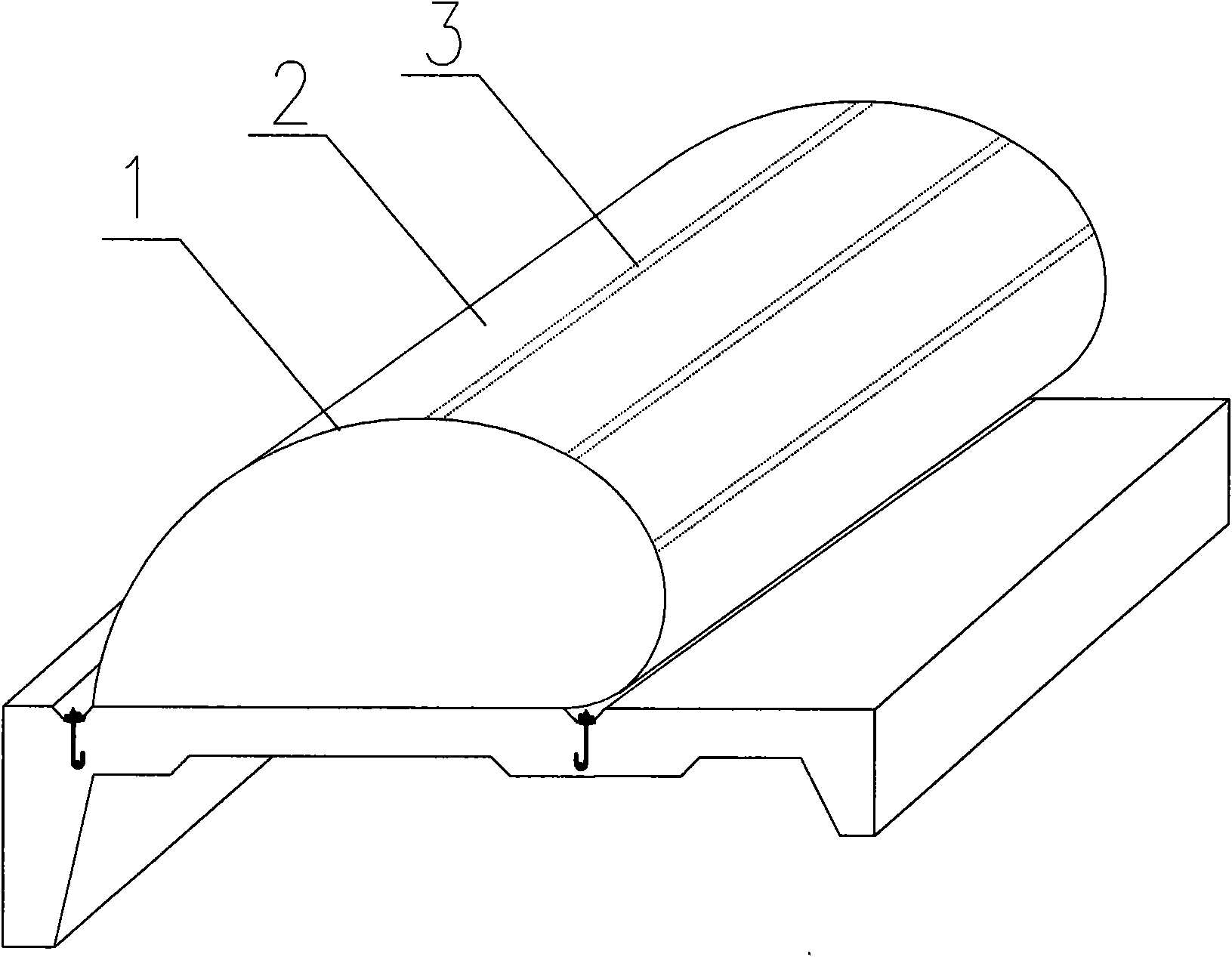 Latitudinal lap-seam rubber dam bag and production technology method thereof