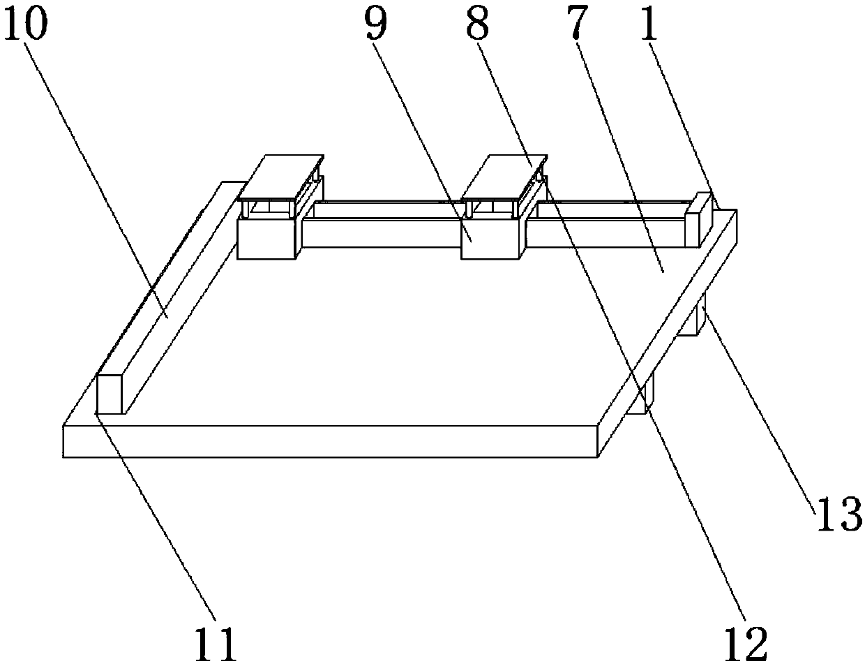 Slidable large channel steel shaking table