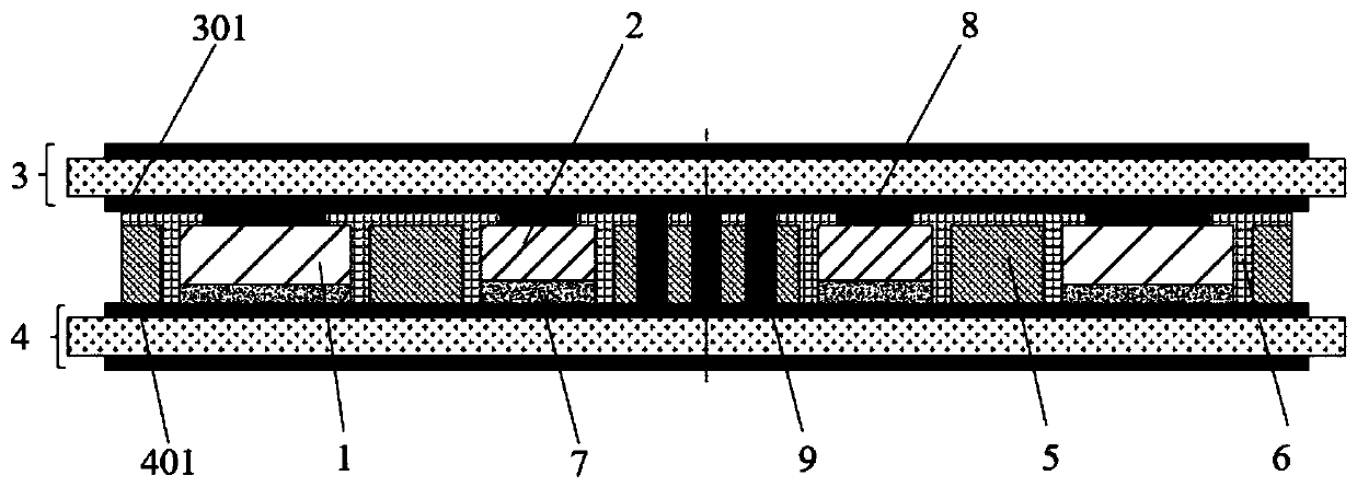 Embedded double-sided interconnection power module packaging structure and manufacturing method