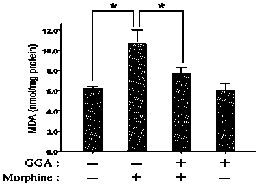 Use of geranylgeranylacetone for preventing and treating renal injuries caused by morphine