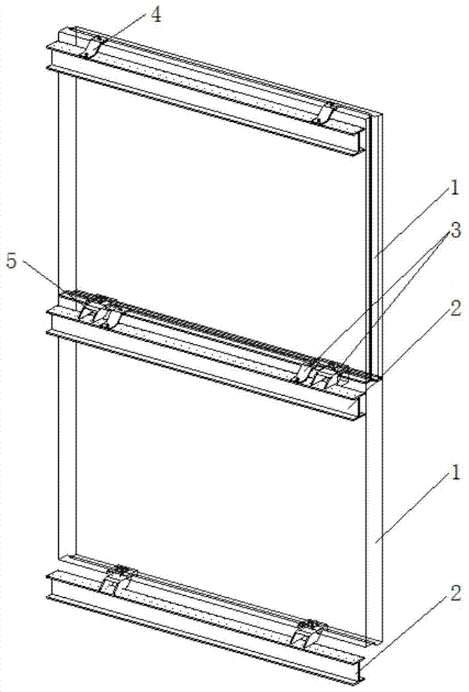 Steel frame building wall with shock-absorbing joints and its construction method