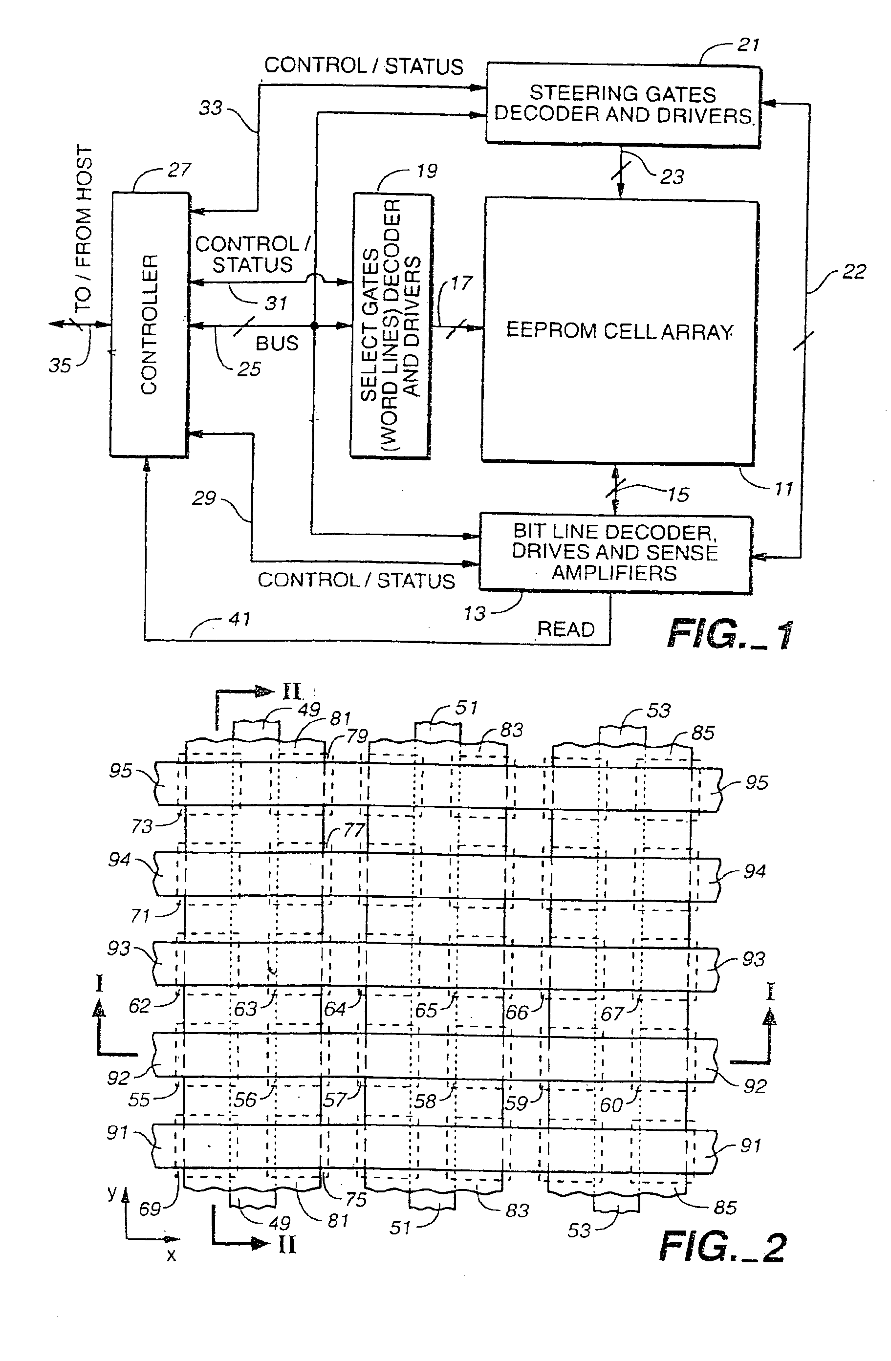 Scalable self-aligned dual floating gate memory cell array and methods of forming the array