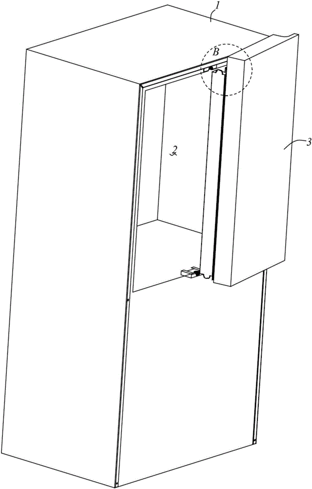 Side-by-side door combination refrigerator and vertical beam matching assembly thereof