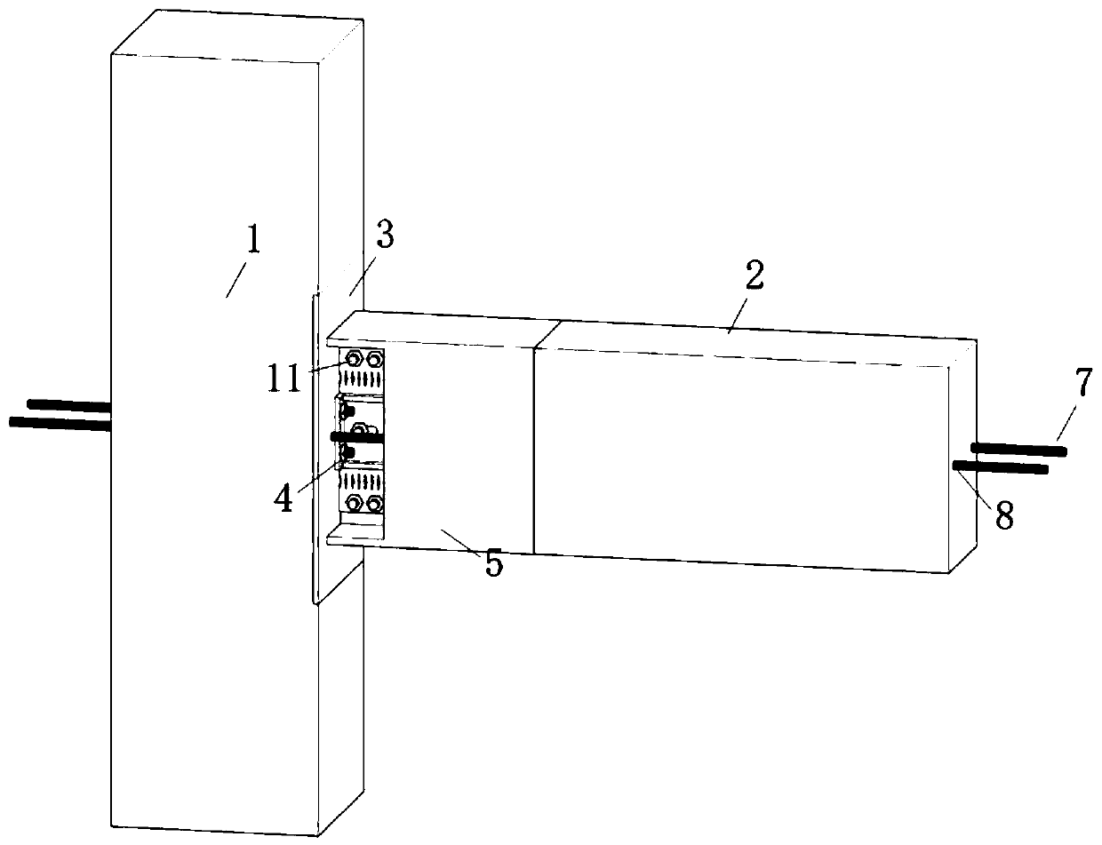 Fabricated self-resetting concrete frame soft steel energy dissipation composite joint