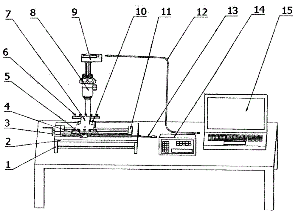 Device for measuring position of metal bar in transparent material based on image recognition principle