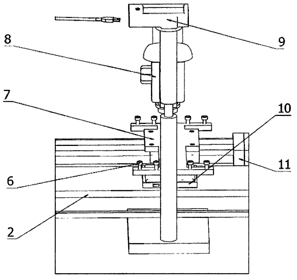 Device for measuring position of metal bar in transparent material based on image recognition principle