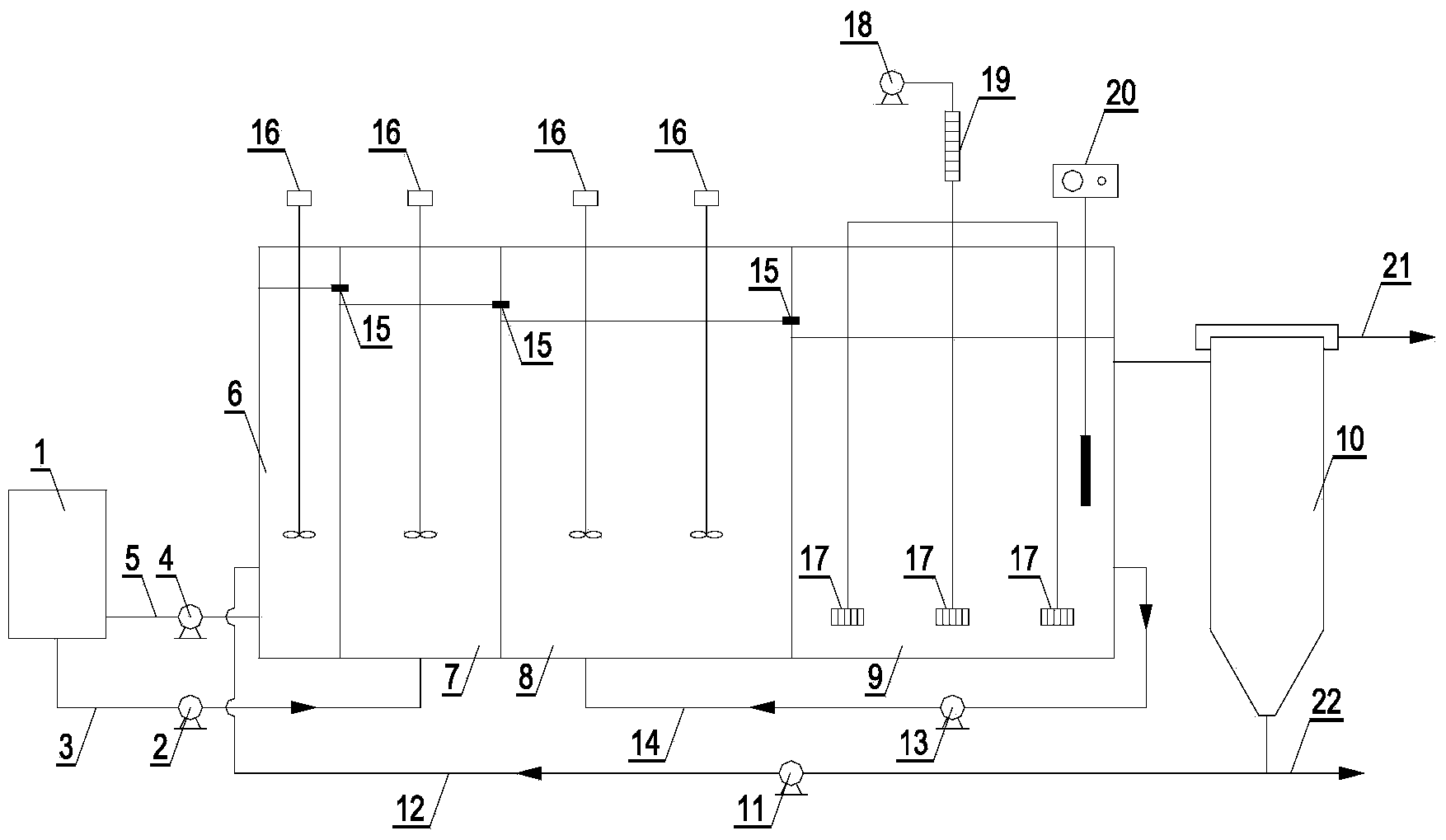 Method for achieving short-cut denitrification by continuous flow sewage treatment system