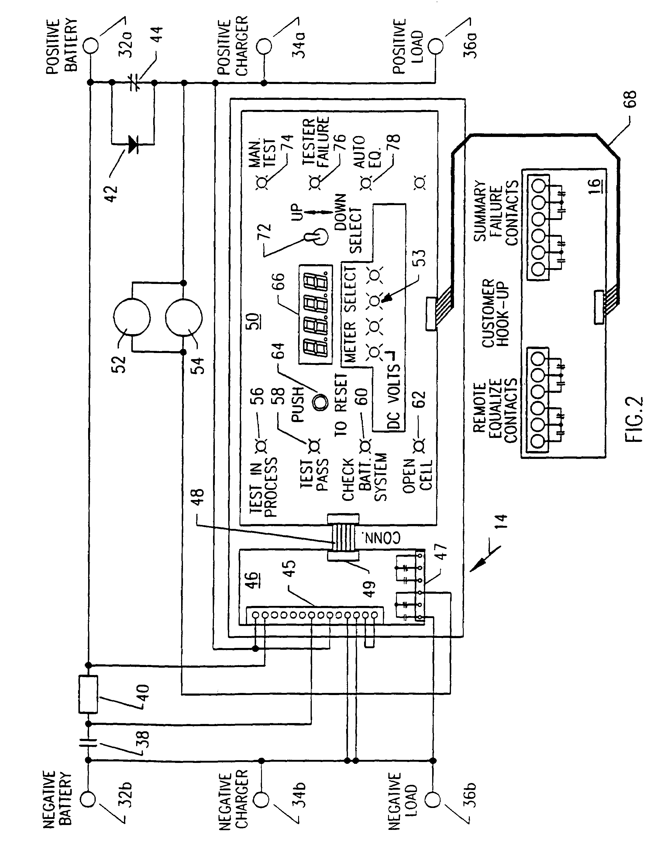 Arrangement for testing battery while under load and charging