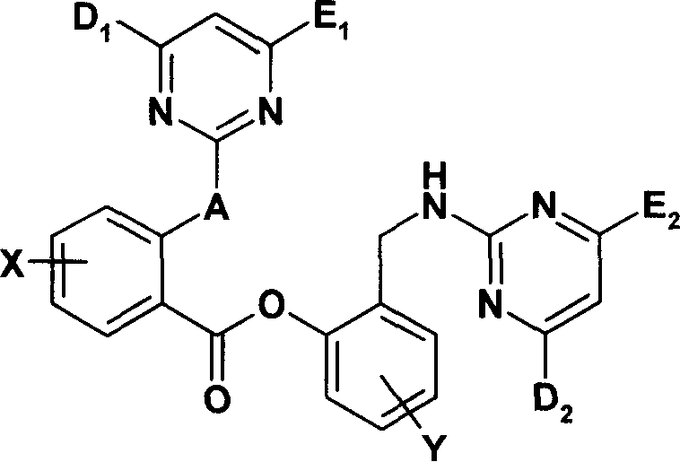 2-pyrimidine oxy-benzoic acid [2-(pyrimidine amino methyl)]benester compound, its preparation and use thereof