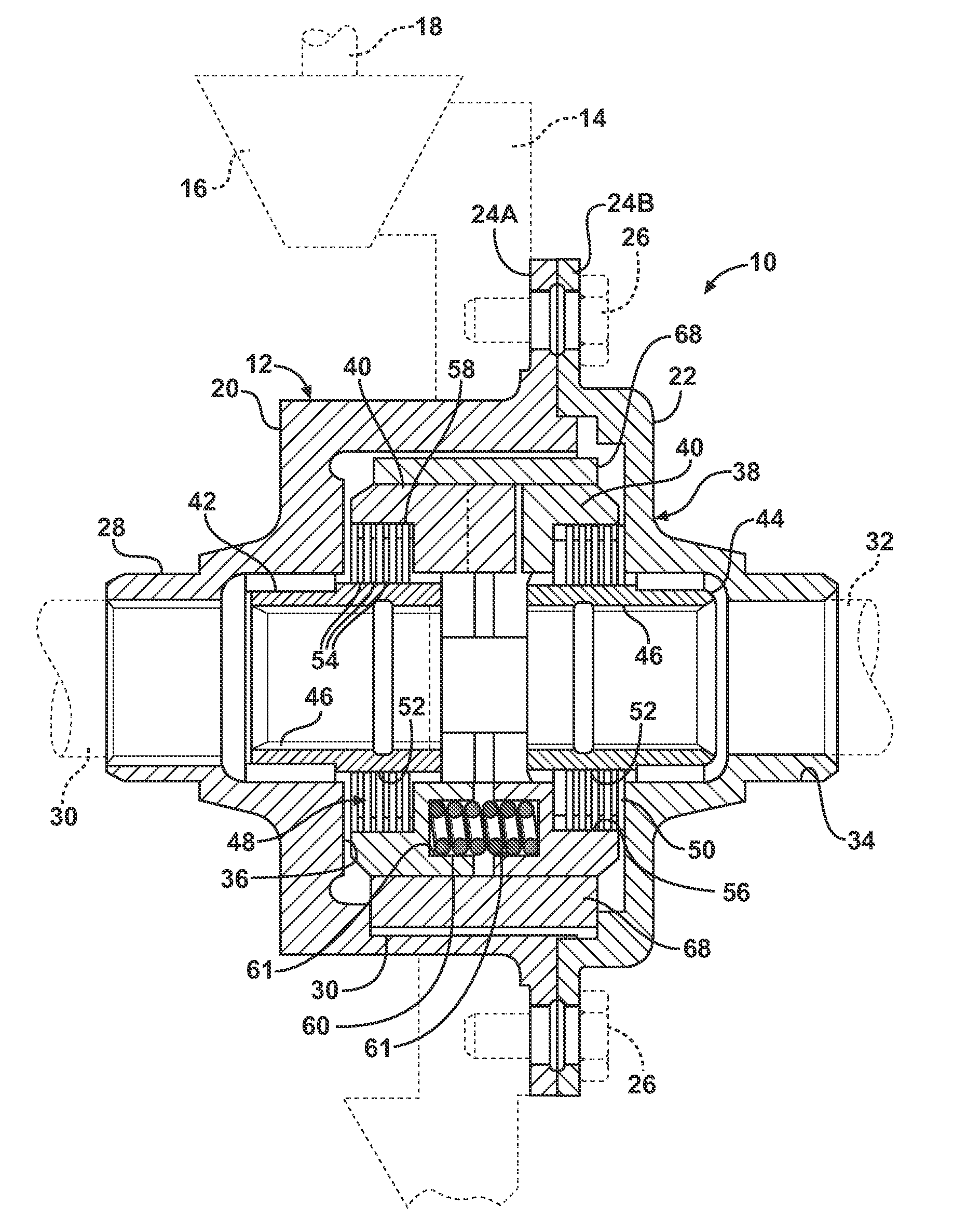 Locking differential having improved torque capacity