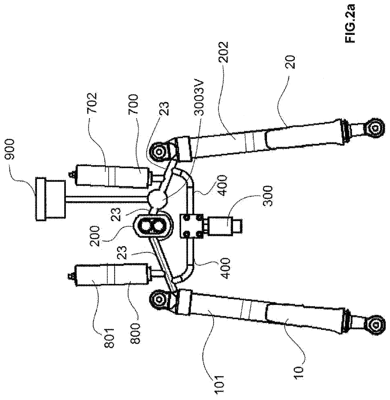 Hydropneumatic system for controlling the tilting of two wheels of a vehicle and a vehicle equipped with said system