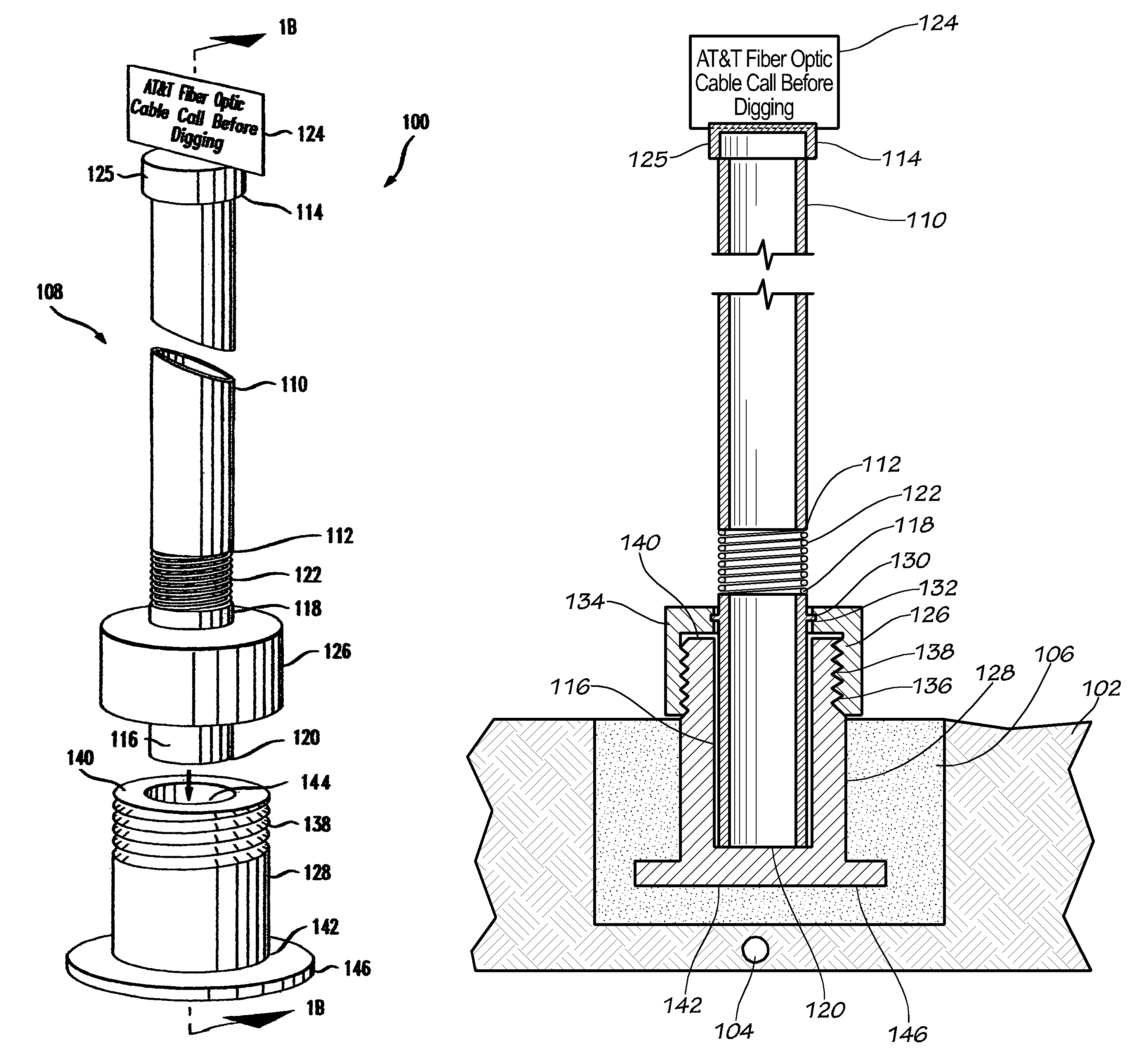 Replacement cable marker pole having rotatable collar for attachment of pole to base