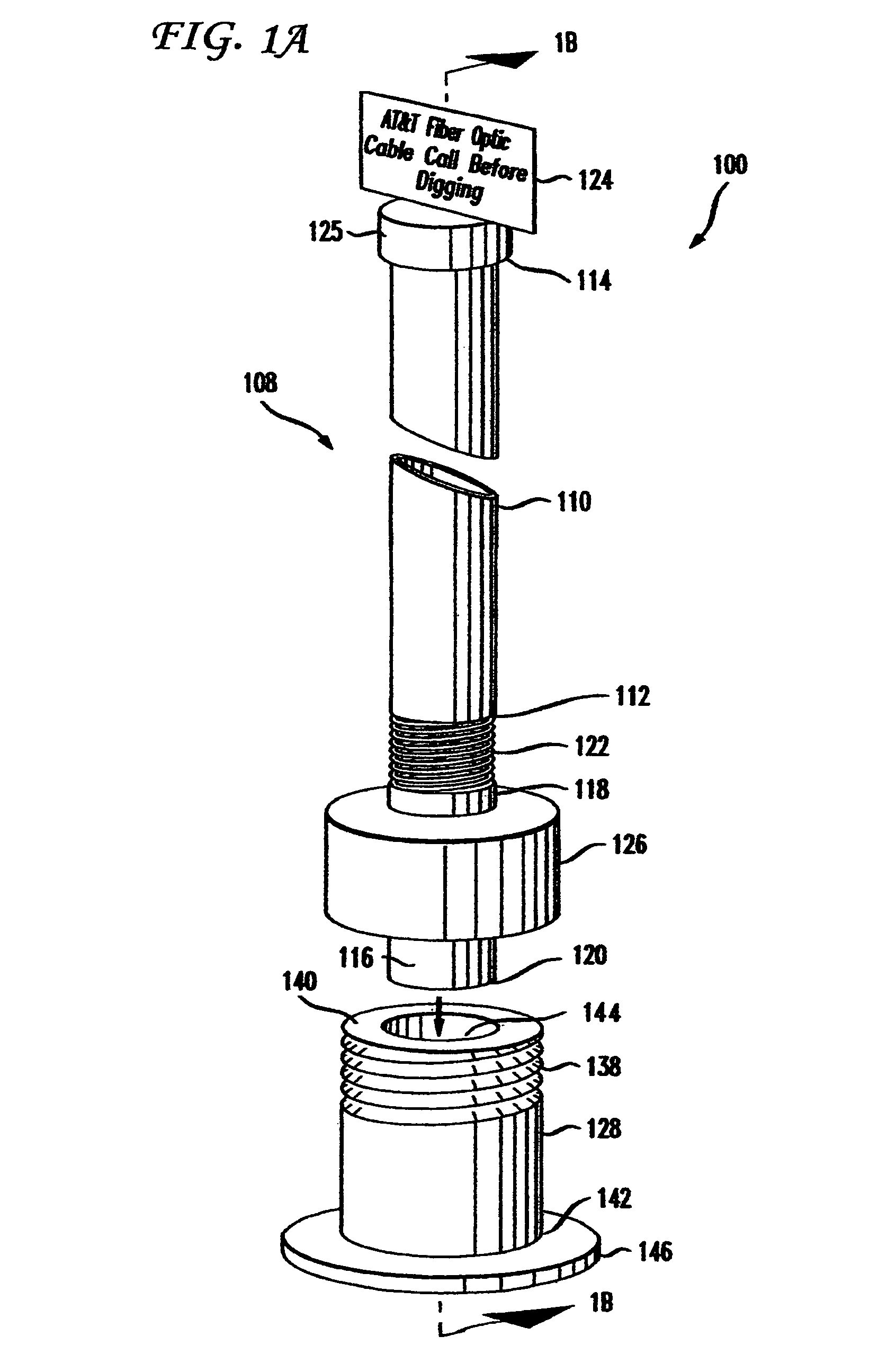 Replacement cable marker pole having rotatable collar for attachment of pole to base