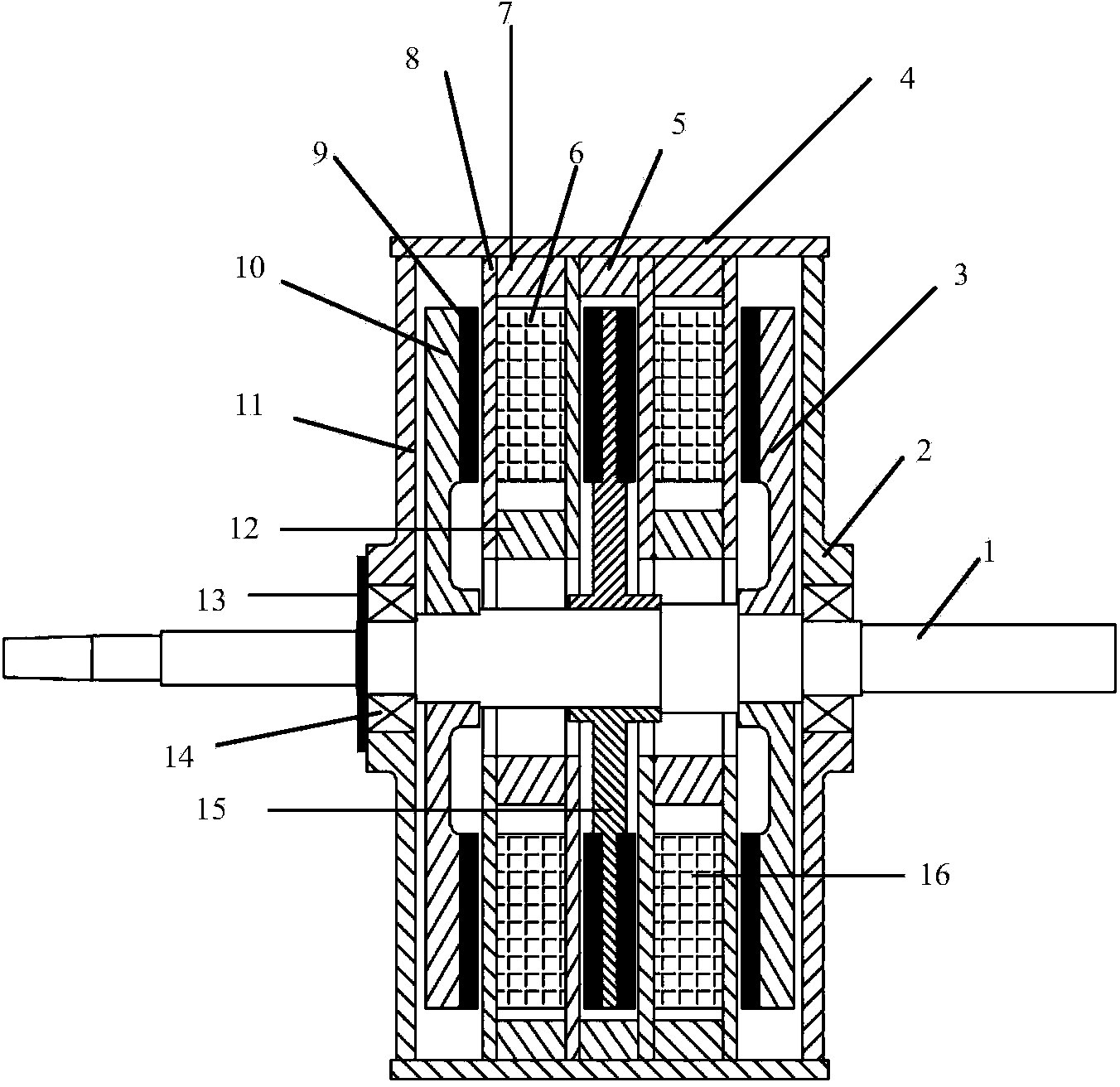 Yoke-free closed slot type multi-plate permanent magnet motor