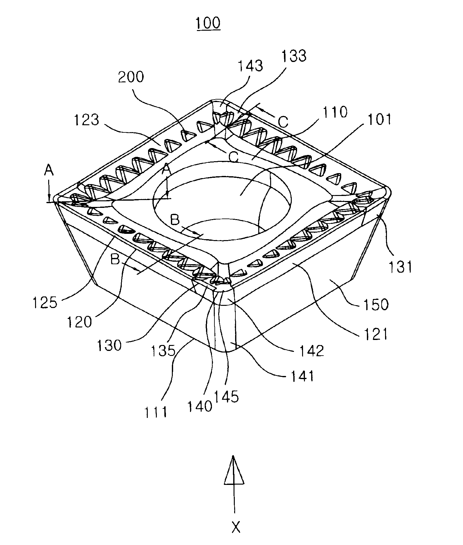 Cutting insert with curved cutting edge