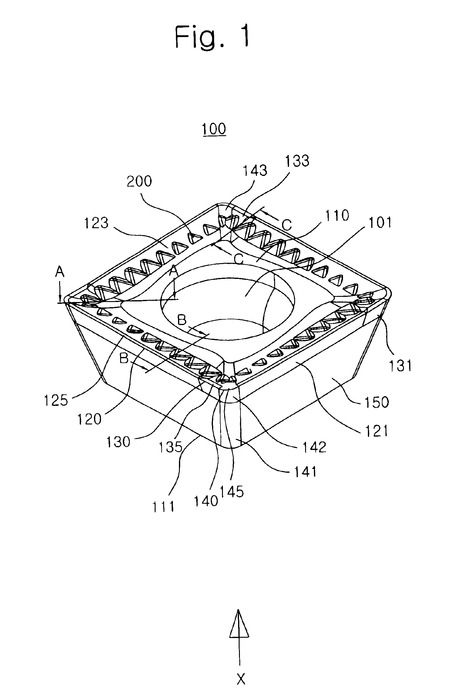 Cutting insert with curved cutting edge