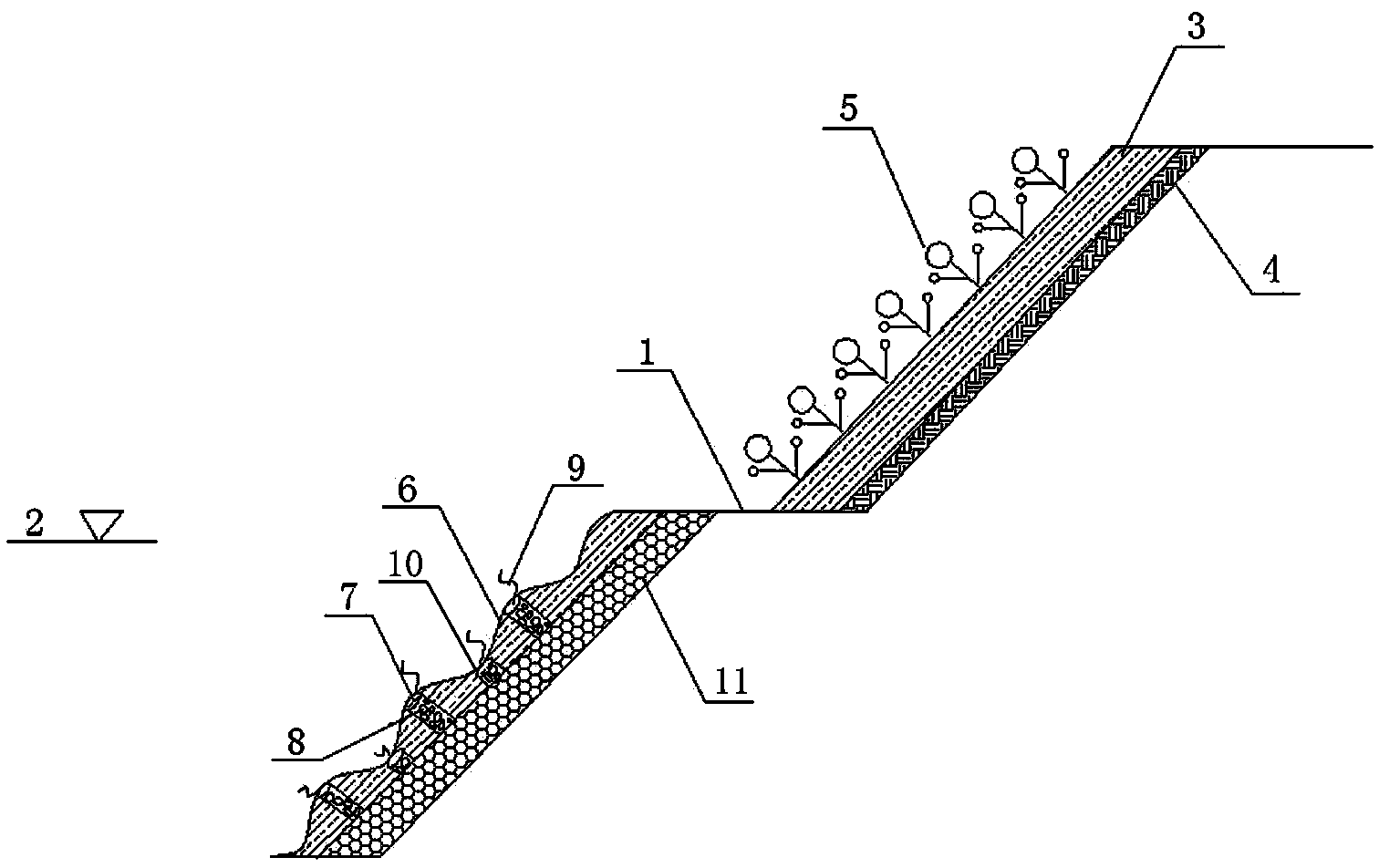 Cast-in-place inverted filter plant-growing type concrete ecological slope protection system and construction method thereof