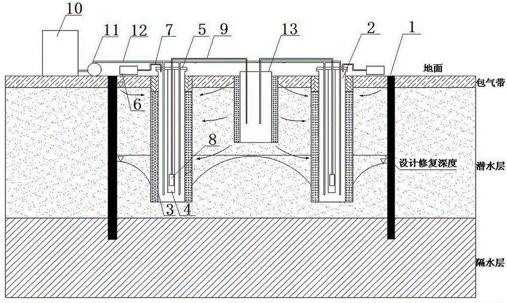 Vacuum tube well precipitation and disposal method for rapidly restoring in-situ water and soil in polluted place