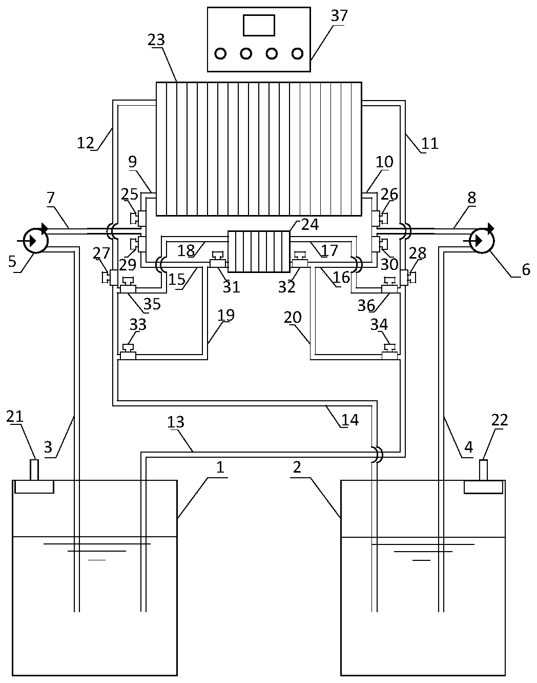 All-vanadium redox flow battery pipeline system having liquid mixing function