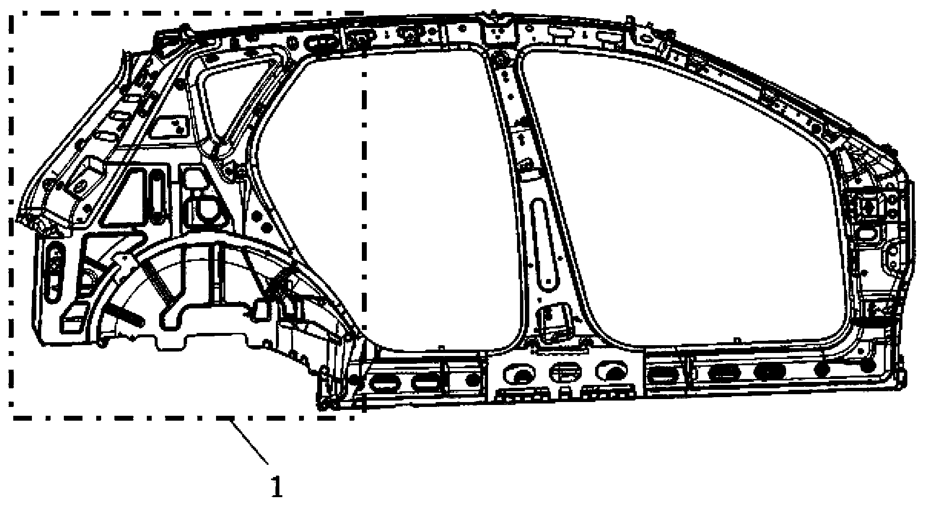 Side body rear supporting column inner plate dividing structure