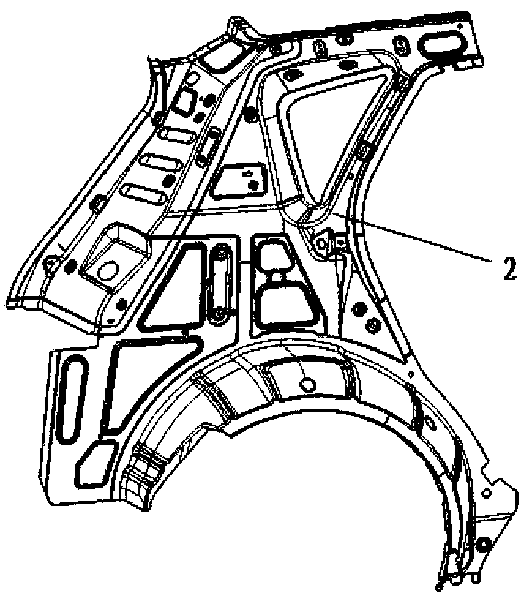 Side body rear supporting column inner plate dividing structure