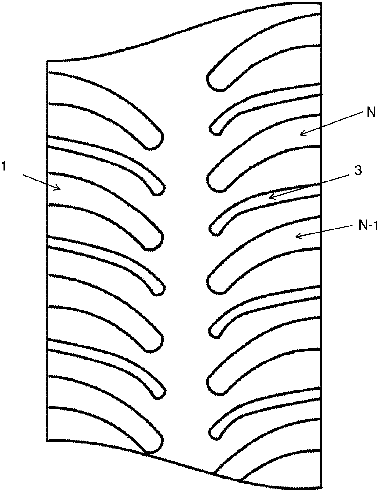 Tires with improved wet grip in a partially worn state