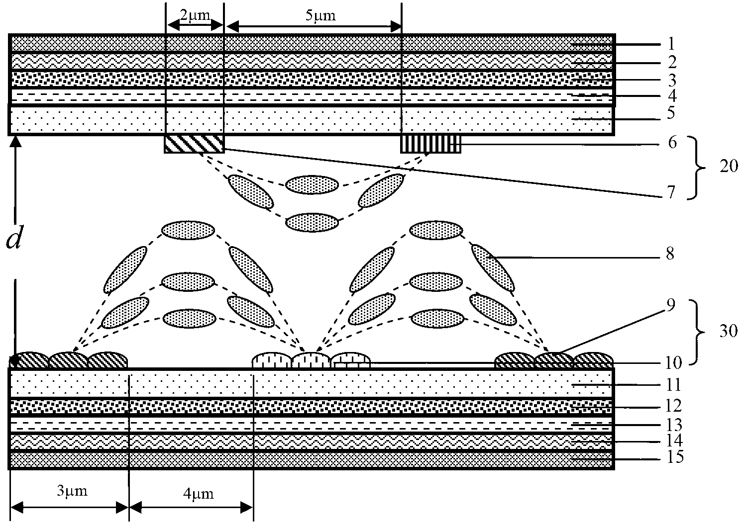 Blue phase liquid crystal display device capable of achieving visual angle controllable characteristic and transflective characteristic