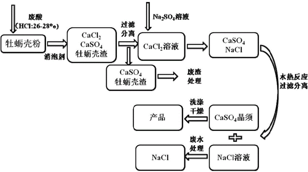 Method for preparing calcium sulfate whiskers with oyster shells