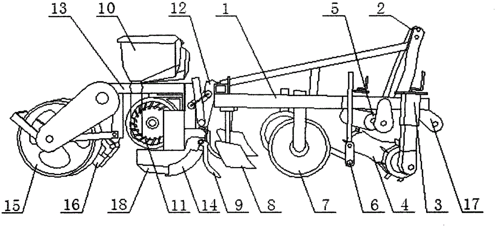 A corn mulch ridge laying side planter