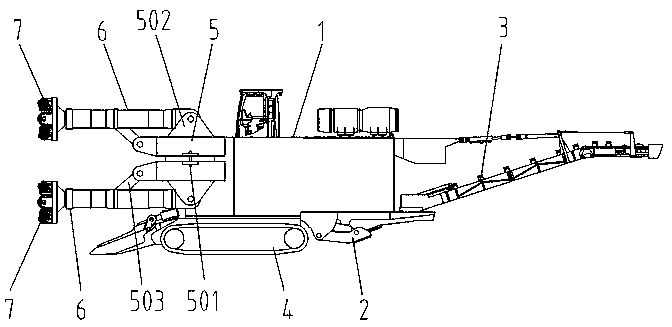 Rock breaking multi-arm cantilever tunneling machine carried with hobs and method for constructing rock breaking multi-arm cantilever tunneling machine