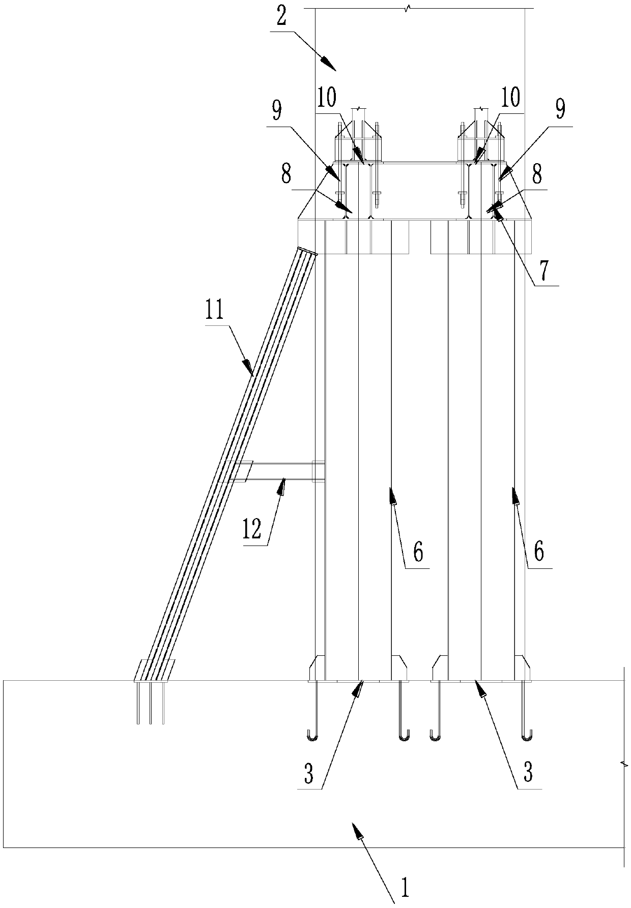 Tower crane foundation structure applicable to restricted space