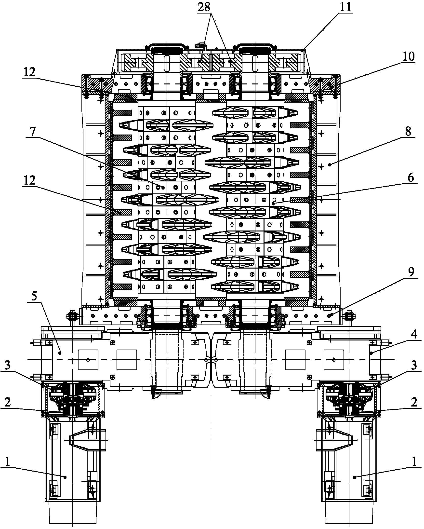 Double-geared roller crusher