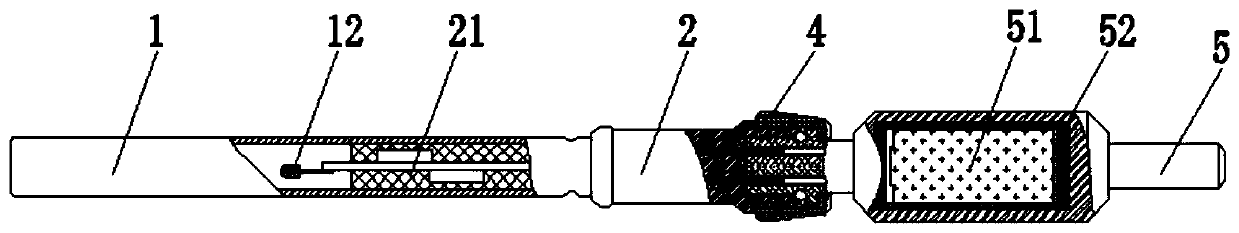 Separation structure of leg wire with safety battery module and electronic detonator body