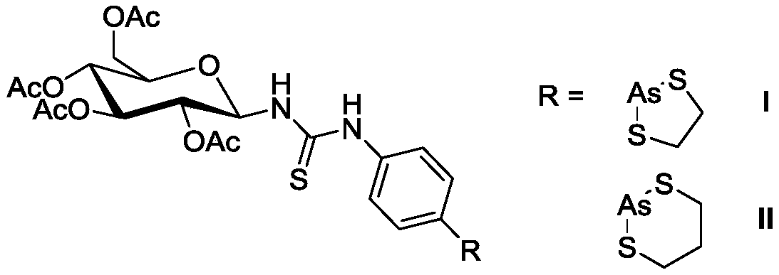 Thiourea-containing arsenic sugar with anti-tumor activity and preparation method and application thereof