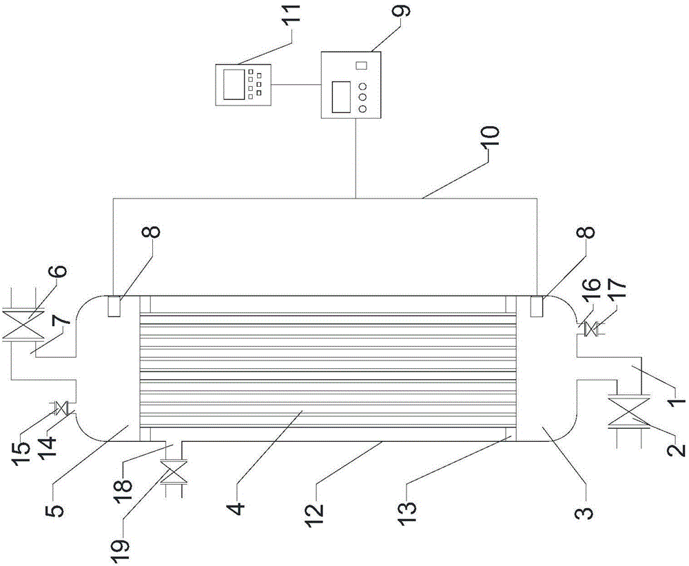 Membrane ultrasonic and synchronous incrustation removal ultrafiltration device and control method thereof