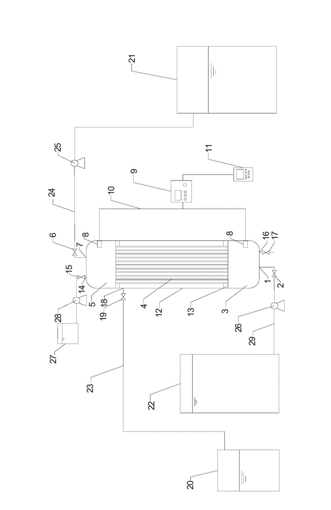 Membrane ultrasonic and synchronous incrustation removal ultrafiltration device and control method thereof